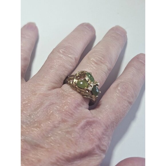 Uncas gold tone jadeite ring - Picture 3 of 11